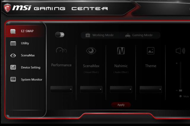 MSI Gaming App - nastavení provozních parametrů grafické karty